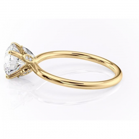 Inel de logodnă Garnet din aur Galben 14kt cu moissanite tăietură rotundă – Solitar rafinată pentru profil înalt | Personalizează și configurează gratuit online [5]