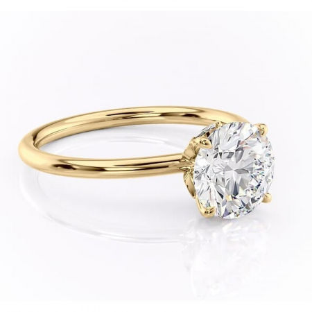 Aur galben - Inel de logodnă Garnet din aur Galben 14kt cu moissanite tăietură rotundă – Solitar rafinată pentru profil înalt | Personalizează și configurează gratuit online