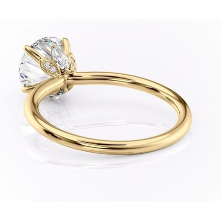 Inel de logodnă Garnet din aur Galben 14kt cu moissanite tăietură rotundă – Solitar rafinată pentru profil înalt | Personalizează și configurează gratuit online [3]