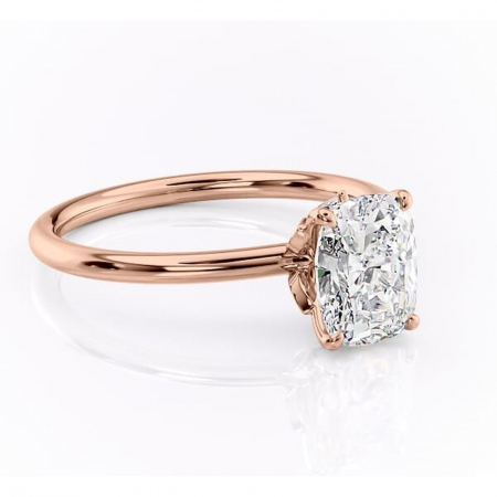 Pernă alungită - Inel de logodnă Garnet din aur Rose 14kt cu moissanite tăietură pernă – Solitar rafinată pentru profil înalt | Personalizează și configurează gratuit online