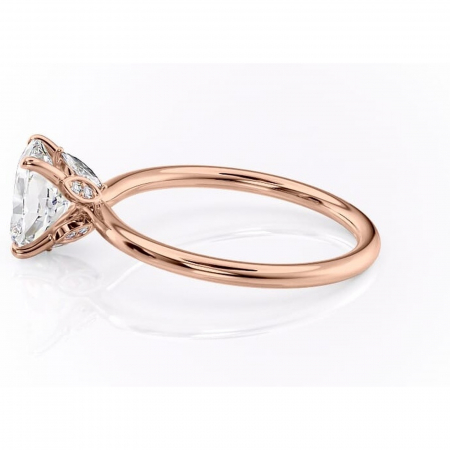Inel de logodnă Garnet din aur Rose 14kt cu moissanite tăietură pernă – Solitar rafinată pentru profil înalt | Personalizează și configurează gratuit online [5]