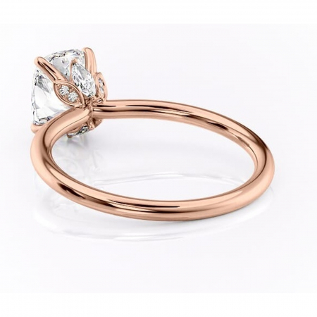 Inel de logodnă Garnet din aur Rose 14kt cu moissanite tăietură pernă – Solitar rafinată pentru profil înalt | Personalizează și configurează gratuit online [3]