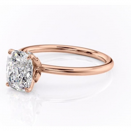 Inel de logodnă Garnet din aur Rose 14kt cu moissanite tăietură pernă – Solitar rafinată pentru profil înalt | Personalizează și configurează gratuit online [6]