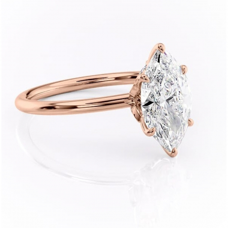 Aur roz - Inel de logodnă Garnet din aur Rose 18kt cu moissanite tăietură marquise – Solitar rafinată pentru profil înalt | Personalizează și configurează gratuit online