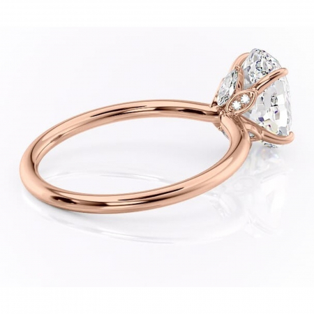 Inel de logodnă Garnet din aur Rose 14kt cu moissanite tăietură ovală – Solitar rafinată pentru profil înalt | Personalizează și configurează gratuit online [2]