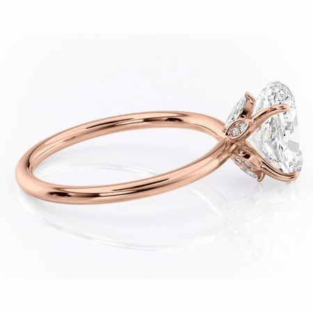 Inel de logodnă Garnet din aur Rose 14kt cu moissanite tăietură ovală – Solitar rafinată pentru profil înalt | Personalizează și configurează gratuit online [1]