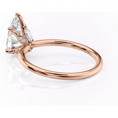 Inel de logodnă Garnet din aur Rose 18kt cu moissanite tăietură pară – Solitar rafinată pentru profil înalt | Personalizează și configurează gratuit online [4]