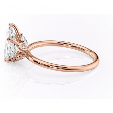 Inel de logodnă Garnet din aur Rose 18kt cu moissanite tăietură pară – Solitar rafinată pentru profil înalt | Personalizează și configurează gratuit online [5]