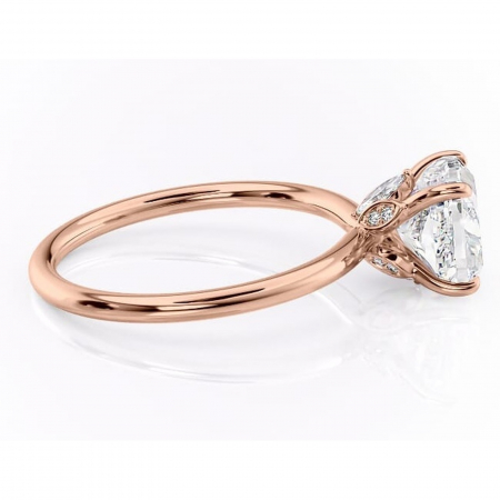 Inel de logodnă Garnet din aur Rose 18kt cu moissanite tăietură pernă – Solitar rafinată pentru profil înalt | Personalizează și configurează gratuit online [1]