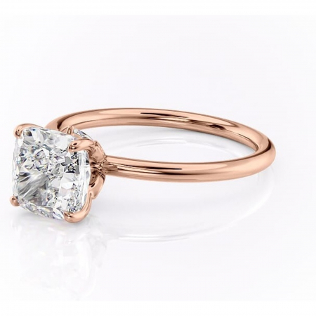 Inel de logodnă Garnet din aur Rose 18kt cu moissanite tăietură pernă – Solitar rafinată pentru profil înalt | Personalizează și configurează gratuit online [6]