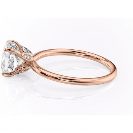 Inel de logodnă Garnet din aur Rose 18kt cu moissanite tăietură pernă – Solitar rafinată pentru profil înalt | Personalizează și configurează gratuit online [5]