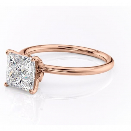 Inel de logodnă Garnet din aur Rose 14kt cu moissanite tăietură princess – Solitar rafinată pentru profil înalt | Personalizează și configurează gratuit online [6]