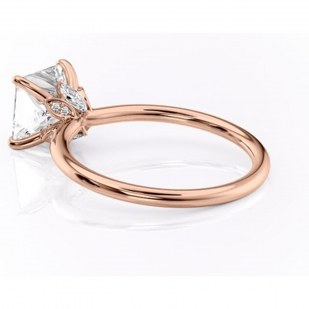 Inel de logodnă Garnet din aur Rose 14kt cu moissanite tăietură princess – Solitar rafinată pentru profil înalt | Personalizează și configurează gratuit online [4]