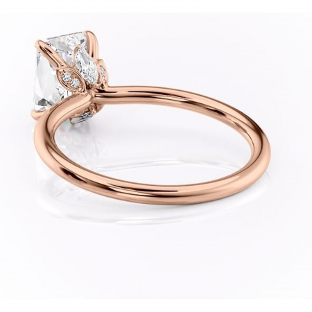 Inel de logodnă Garnet din aur Rose 14kt cu moissanite tăietură radiantă – Solitar rafinată pentru profil înalt | Personalizează și configurează gratuit online [3]