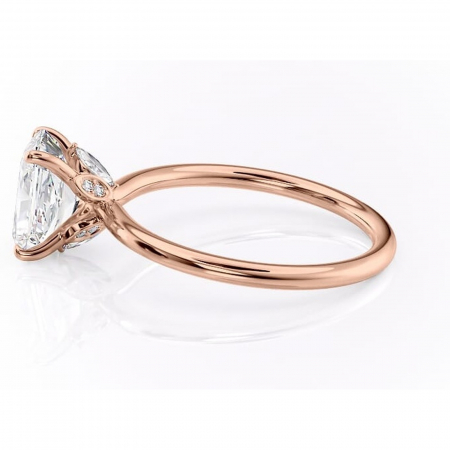 Inel de logodnă Garnet din aur Rose 14kt cu moissanite tăietură radiantă – Solitar rafinată pentru profil înalt | Personalizează și configurează gratuit online [5]