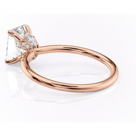 Inel de logodnă Garnet din aur Rose 14kt cu moissanite tăietură radiantă – Solitar rafinată pentru profil înalt | Personalizează și configurează gratuit online [4]