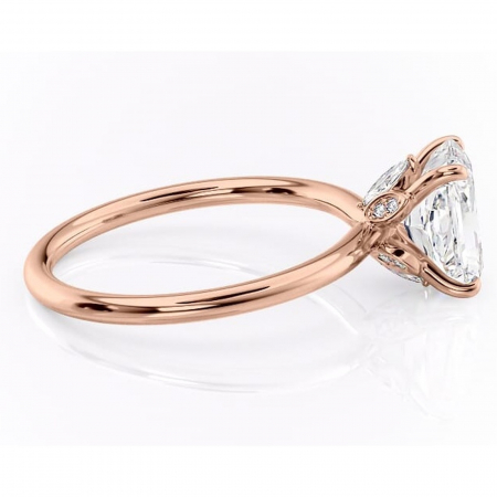 Inel de logodnă Garnet din aur Rose 14kt cu moissanite tăietură radiantă – Solitar rafinată pentru profil înalt | Personalizează și configurează gratuit online [1]