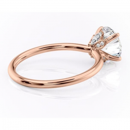 Inel de logodnă Garnet din aur Rose 14kt cu moissanite tăietură rotundă – Solitar rafinată pentru profil înalt | Personalizează și configurează gratuit online [2]