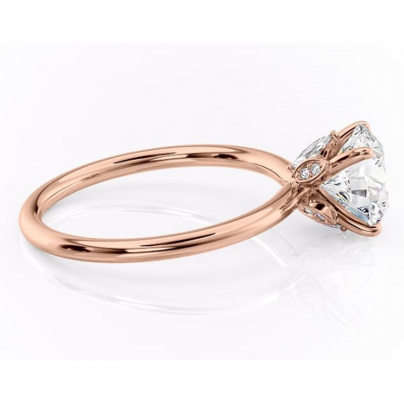 Inel de logodnă Garnet din aur Rose 14kt cu moissanite tăietură rotundă – Solitar rafinată pentru profil înalt | Personalizează și configurează gratuit online [1]