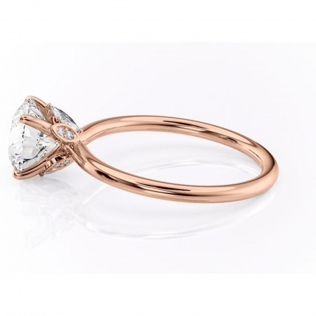 Inel de logodnă Garnet din aur Rose 14kt cu moissanite tăietură rotundă – Solitar rafinată pentru profil înalt | Personalizează și configurează gratuit online [5]