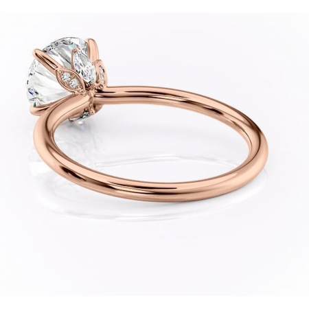 Inel de logodnă Garnet din aur Rose 14kt cu moissanite tăietură rotundă – Solitar rafinată pentru profil înalt | Personalizează și configurează gratuit online [3]