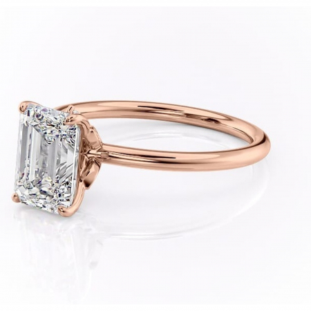 Inel de logodnă Garnet din aur Rose 18kt cu moissanite tăietură smarald – Solitar rafinată pentru profil înalt | Personalizează și configurează gratuit online [6]