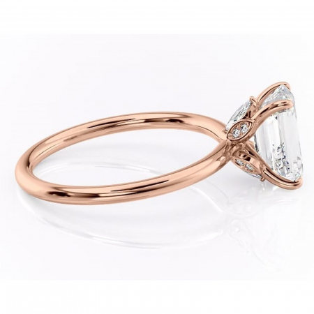 Inel de logodnă Garnet din aur Rose 18kt cu moissanite tăietură smarald – Solitar rafinată pentru profil înalt | Personalizează și configurează gratuit online [1]