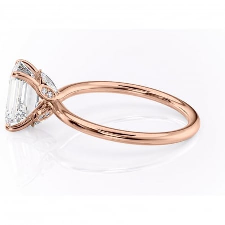 Inel de logodnă Garnet din aur Rose 18kt cu moissanite tăietură smarald – Solitar rafinată pentru profil înalt | Personalizează și configurează gratuit online [5]