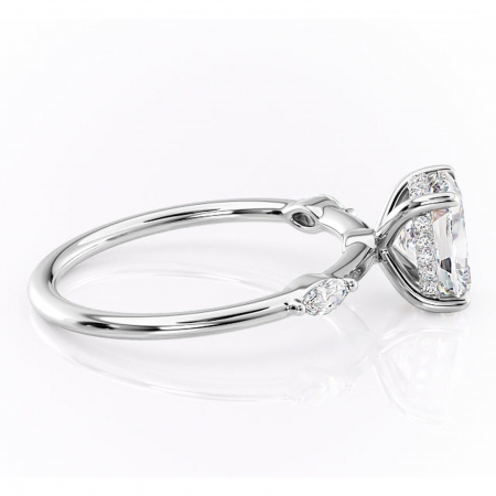 Inel de logodnă Gemina din aur Alb 14kt cu moissanite tăietură asscher – Pietre laterale rafinată pentru profil înalt | Personalizează și configurează gratuit online [1]