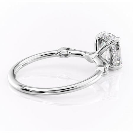 Inel de logodnă Gemina din aur Alb 14kt cu moissanite tăietură asscher – Pietre laterale rafinată pentru profil înalt | Personalizează și configurează gratuit online [2]