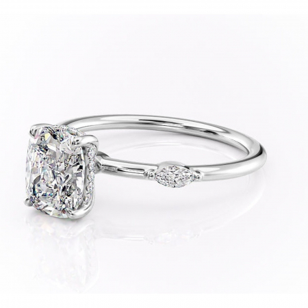 Inel de logodnă Gemina din aur Alb 14kt cu moissanite tăietură asscher – Pietre laterale rafinată pentru profil înalt | Personalizează și configurează gratuit online [6]