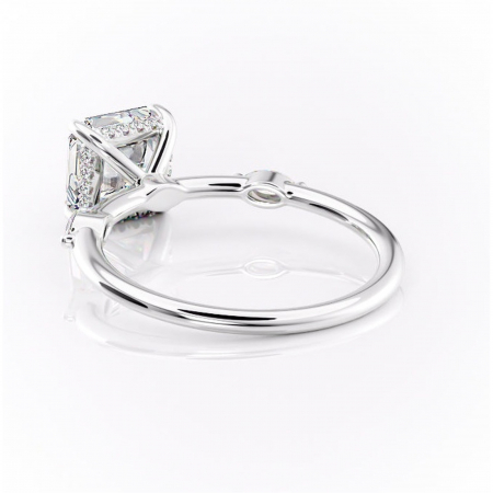 Inel de logodnă Gemina din aur Alb 14kt cu moissanite tăietură asscher – Pietre laterale rafinată pentru profil înalt | Personalizează și configurează gratuit online [3]