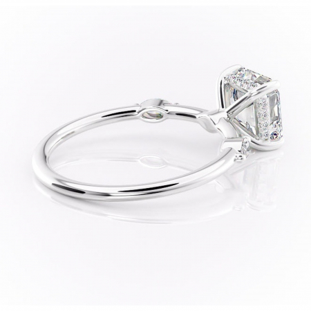 Inel de logodnă Gemina din aur Alb 14kt cu moissanite tăietură asscher – Pietre laterale rafinată pentru profil înalt | Personalizează și configurează gratuit online [2]