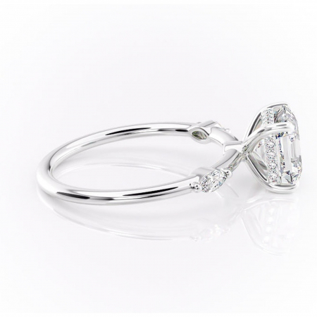 Inel de logodnă Gemina din aur Alb 14kt cu moissanite tăietură asscher – Pietre laterale rafinată pentru profil înalt | Personalizează și configurează gratuit online [1]