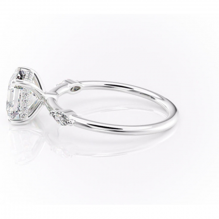 Inel de logodnă Gemina din aur Alb 14kt cu moissanite tăietură asscher – Pietre laterale rafinată pentru profil înalt | Personalizează și configurează gratuit online [5]