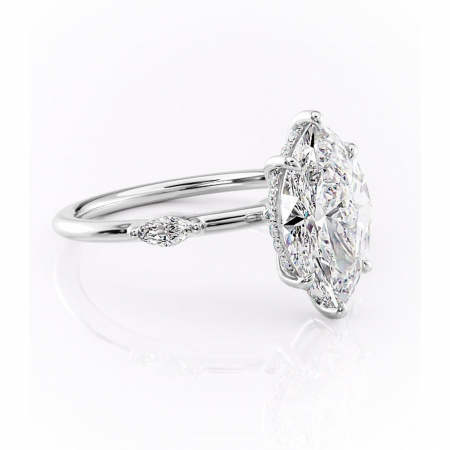 Marquise - Inel de logodnă Gemina din aur Alb 14kt cu moissanite tăietură marquise – Pietre laterale rafinată pentru profil înalt | Personalizează și configurează gratuit online