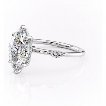 Inel de logodnă Gemina din aur Alb 14kt cu moissanite tăietură marquise – Pietre laterale rafinată pentru profil înalt | Personalizează și configurează gratuit online [6]