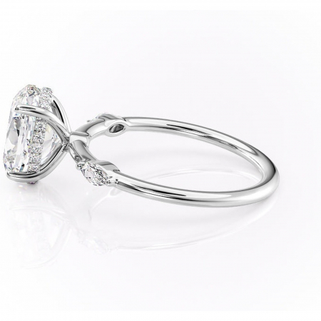 Inel de logodnă Gemina din aur Alb 14kt cu moissanite tăietură ovală – Pietre laterale rafinată pentru profil înalt | Personalizează și configurează gratuit online [5]