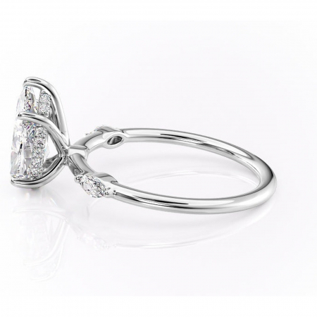 Inel de logodnă Gemina din aur Alb 14kt cu moissanite tăietură pară – Pietre laterale rafinată pentru profil înalt | Personalizează și configurează gratuit online [5]