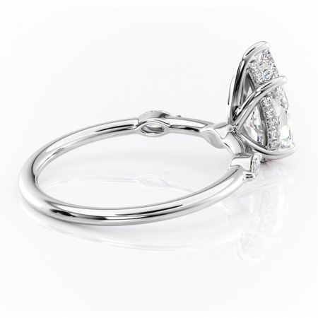 Inel de logodnă Gemina din aur Alb 14kt cu moissanite tăietură pară – Pietre laterale rafinată pentru profil înalt | Personalizează și configurează gratuit online [2]