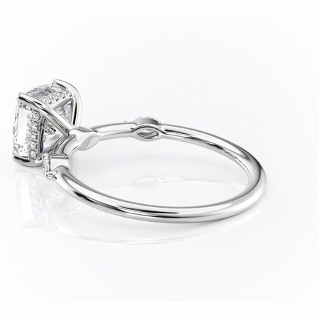 Inel de logodnă Gemina din aur Alb 14kt cu moissanite tăietură pernă – Pietre laterale rafinată pentru profil înalt | Personalizează și configurează gratuit online [4]