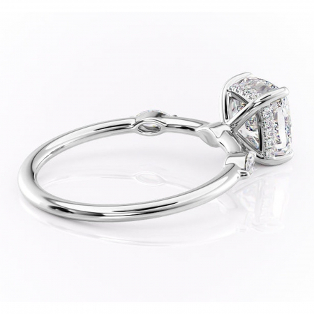 Inel de logodnă Gemina din aur Alb 14kt cu moissanite tăietură pernă – Pietre laterale rafinată pentru profil înalt | Personalizează și configurează gratuit online [2]