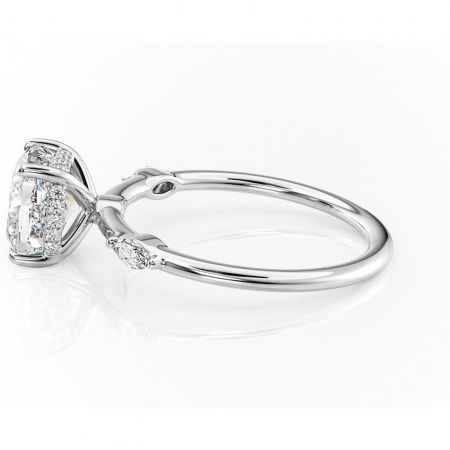 Inel de logodnă Gemina din aur Alb 14kt cu moissanite tăietură pernă – Pietre laterale rafinată pentru profil înalt | Personalizează și configurează gratuit online [5]