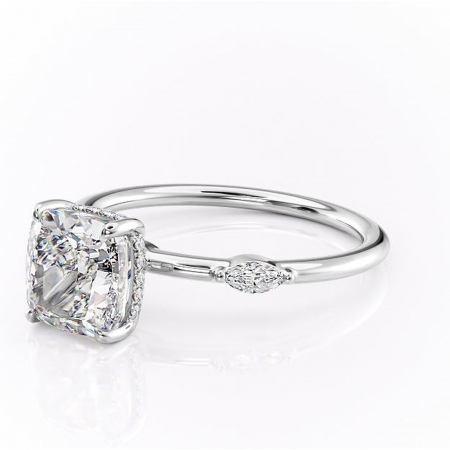 Inel de logodnă Gemina din aur Alb 14kt cu moissanite tăietură pernă – Pietre laterale rafinată pentru profil înalt | Personalizează și configurează gratuit online [6]