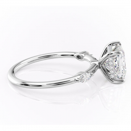 Inel de logodnă Gemina din aur Alb 14kt cu moissanite tăietură princess – Pietre laterale rafinată pentru profil înalt | Personalizează și configurează gratuit online [1]