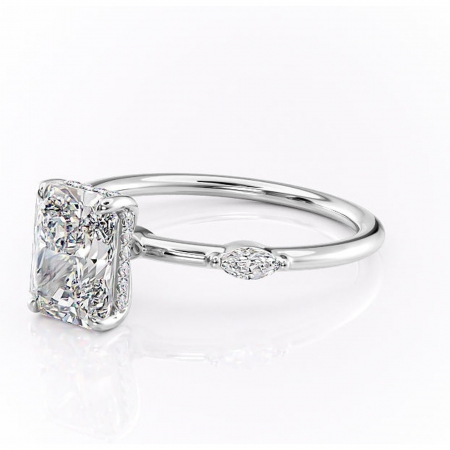 Inel de logodnă Gemina din aur Alb 18kt cu moissanite tăietură radiantă – Pietre laterale rafinată pentru profil înalt | Personalizează și configurează gratuit online [6]