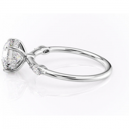 Inel de logodnă Gemina din aur Alb 14kt cu moissanite tăietură rotundă – Pietre laterale rafinată pentru profil înalt | Personalizează și configurează gratuit online [5]