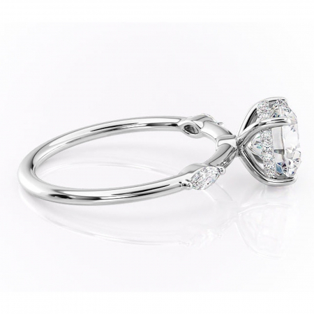 Inel de logodnă Gemina din aur Alb 14kt cu moissanite tăietură rotundă – Pietre laterale rafinată pentru profil înalt | Personalizează și configurează gratuit online [1]