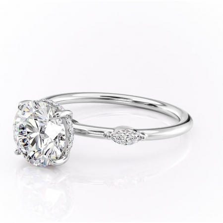 Inel de logodnă Gemina din aur Alb 14kt cu moissanite tăietură rotundă – Pietre laterale rafinată pentru profil înalt | Personalizează și configurează gratuit online [6]