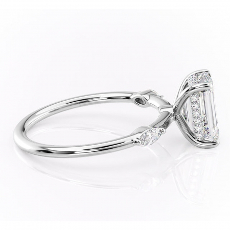 Inel de logodnă Gemina din aur Alb 14kt cu moissanite tăietură smarald – Pietre laterale rafinată pentru profil înalt | Personalizează și configurează gratuit online [1]